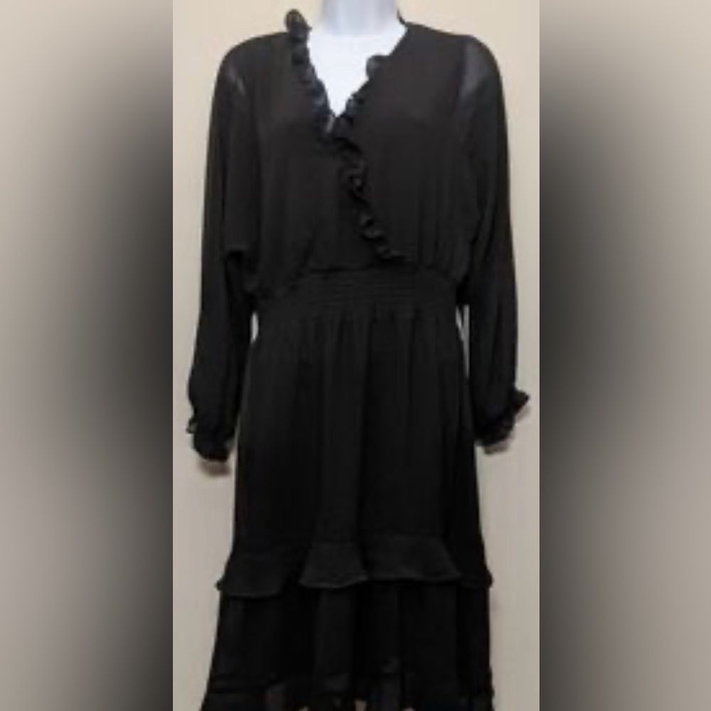 Emma & Michele Elegant Black Ruffle Top
